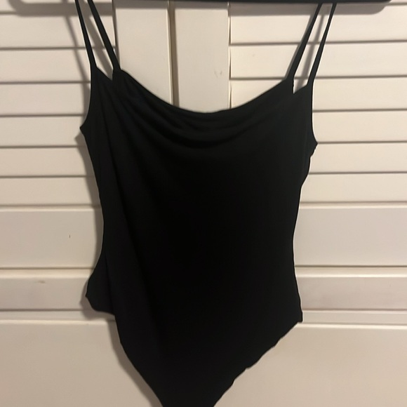 NAKED WARDROBE Black Spaghetti Strap Ribbed Bodysuit size L - Picture 2 of 3